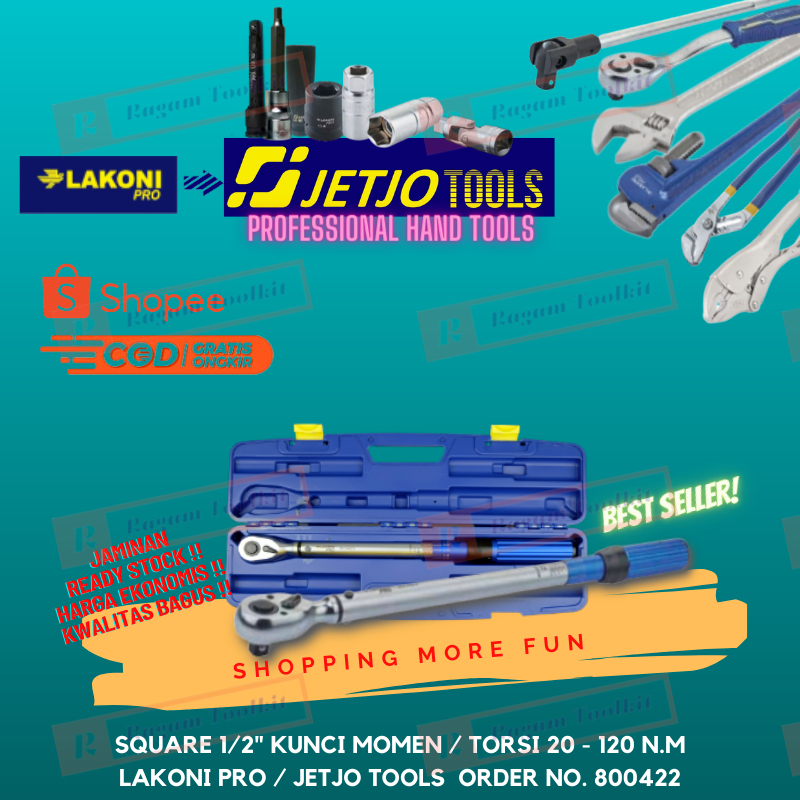Lakoni Pro 800422 Kunci Momen Torsi / Torque Wrench Square Drive 1/2" tekanan 20-120N.m Jetjo Tools