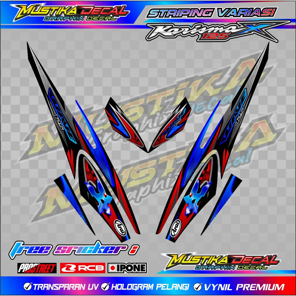 STRIPING VARIASI HONDA KARISMA WAVE X 125 - ARAI STYLE / STICKER LIST VARIASI MOTOR HONDA KARISMA X