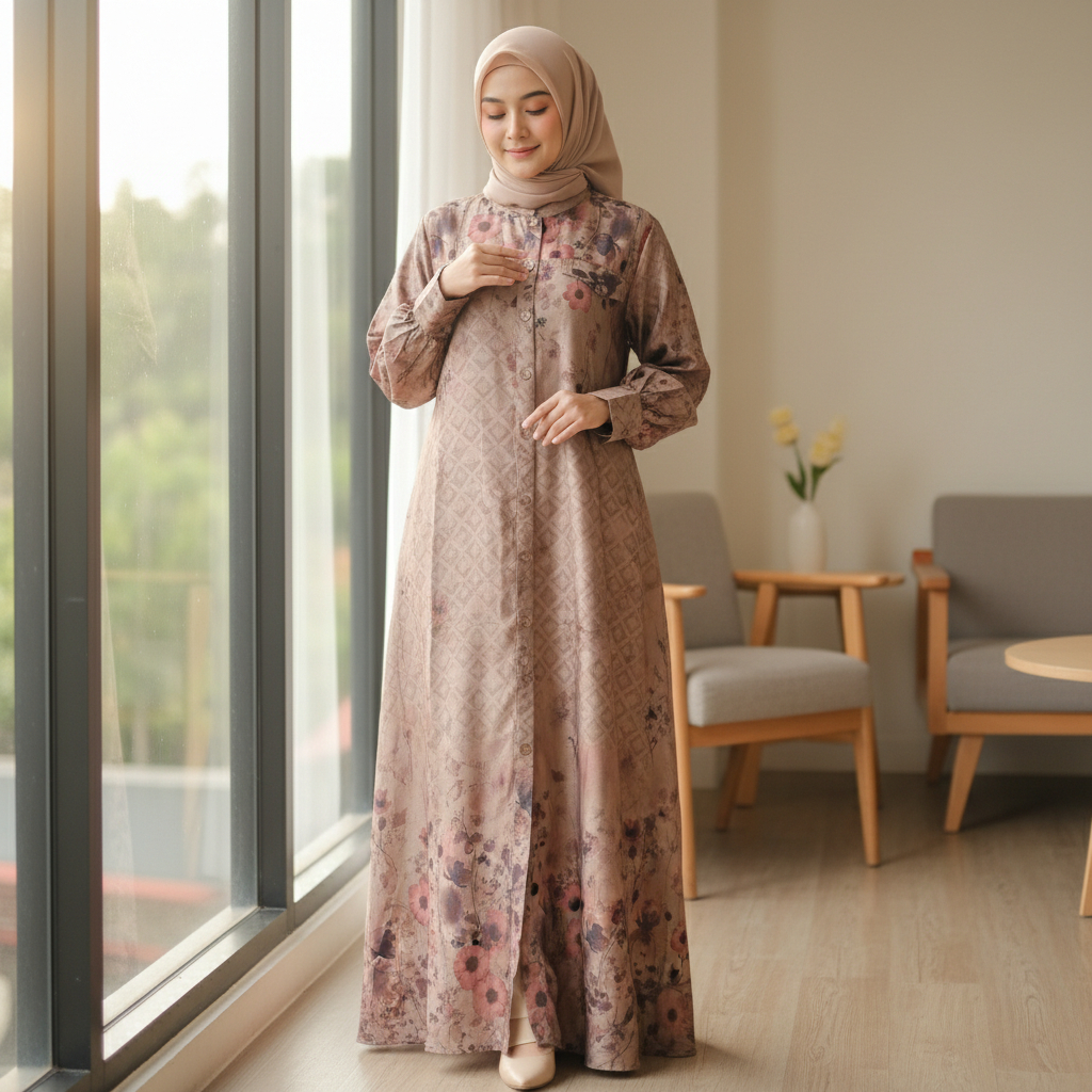 Cloya Baju Muslim Wanita Maida Gamis Elegan Bahan Rayon Uniqlo