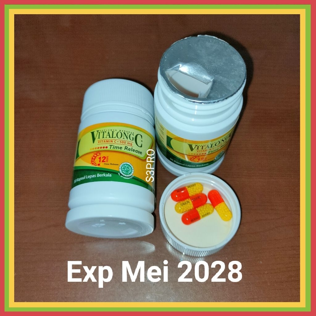 Vitalong C isi 30 kapsul. Vitalong C 30 kapsul. Vitamin C 500mg