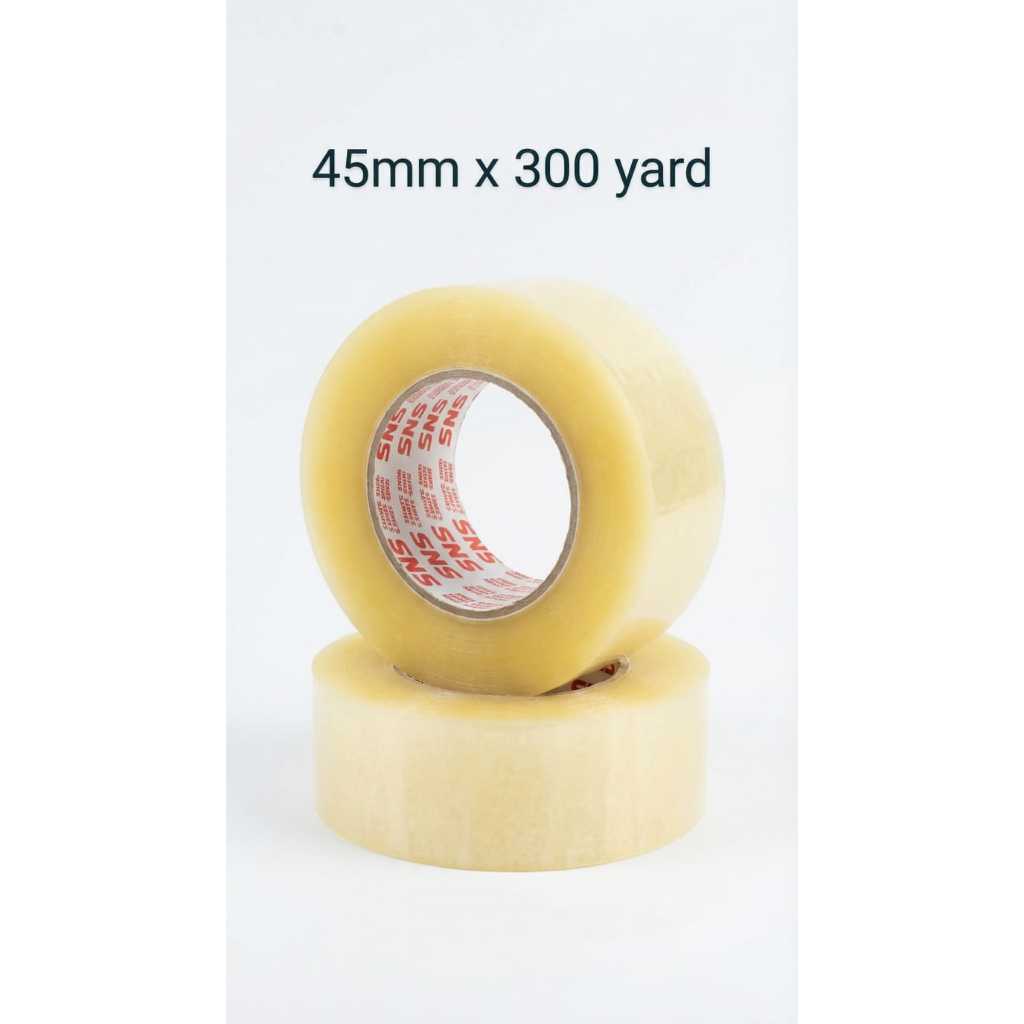 Lakban SNS Sticky & Strong Lakban Bening Lebar 45 mm x 300 yard untuk Kebutuhan Sehari-hari