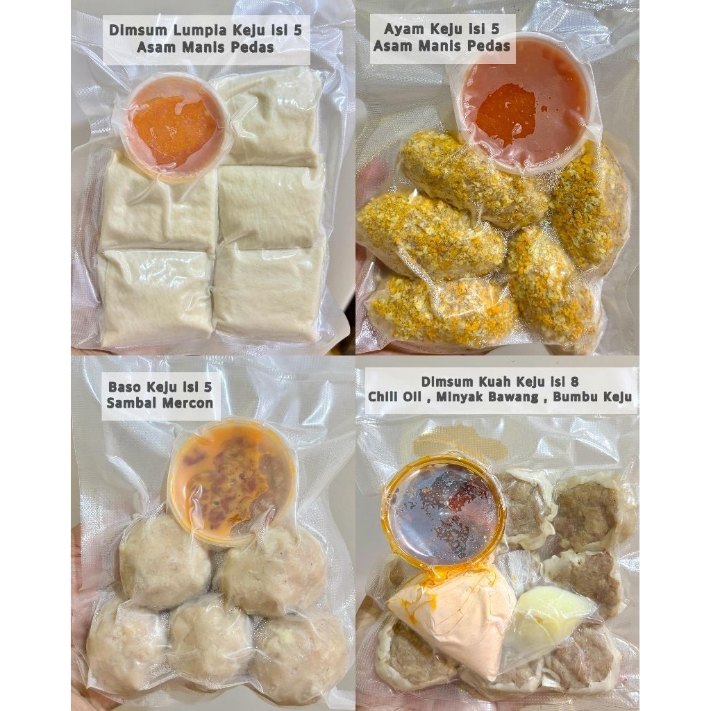 Dimsum Lumpia Keju FROZEN , Ayam Keju FROZEN , Baso Keju FROZEN & Dimsum Kuah Keju FROZEN