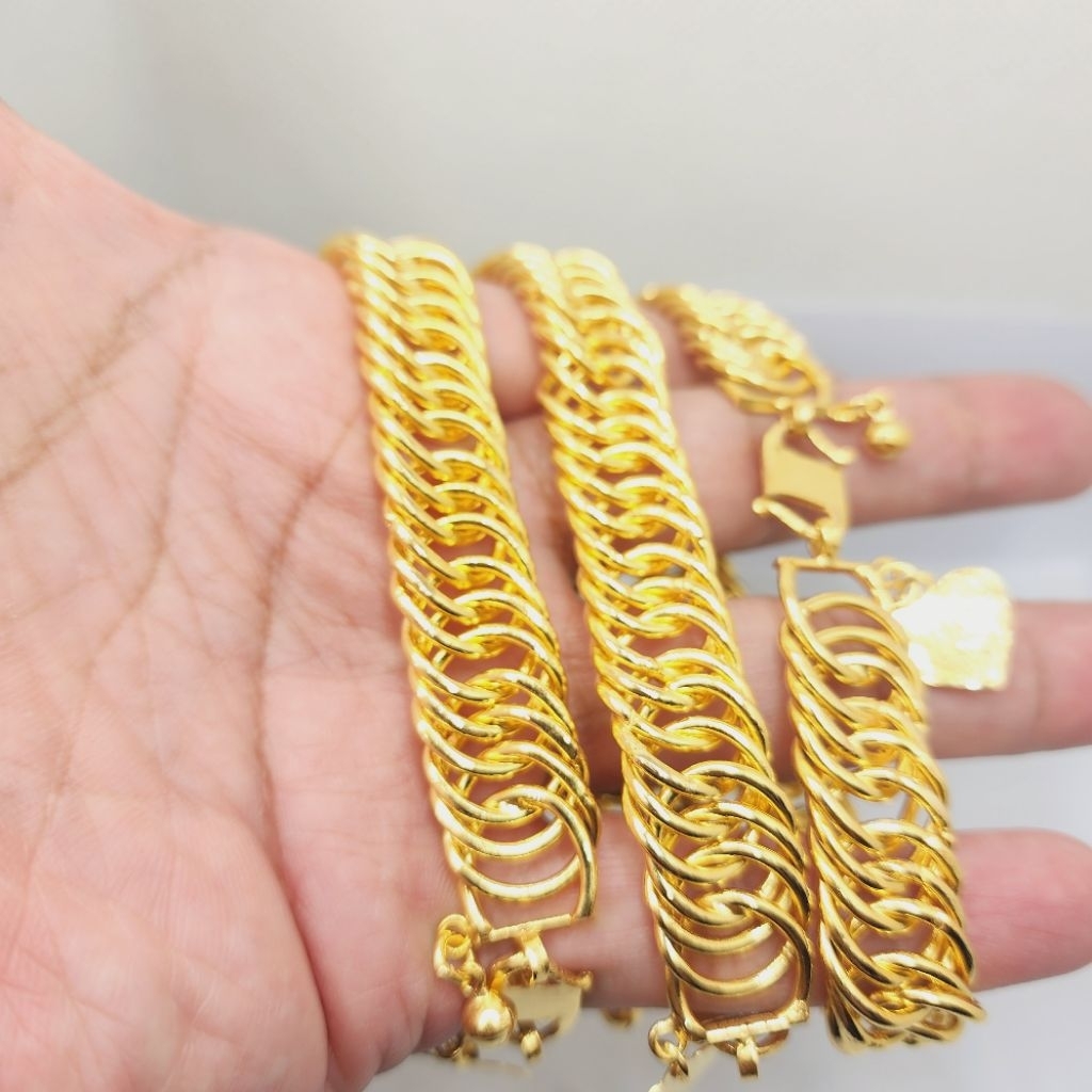 Gelang Rantai Lipan Lapisan Emas Kuning 24k