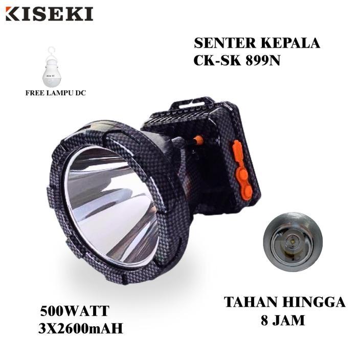 KISEKI Senter Kepala CK-SK 899N 500W Cahaya Putih Super Terang Anti Air 3 Mode 7200mAh