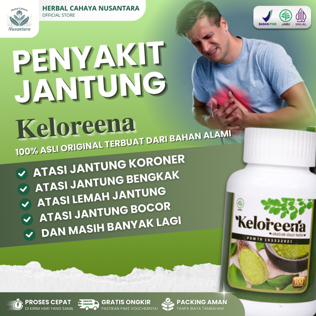 Obat Jantung Koroner Bengkak Berdebar Lemah Tersumbat Gagal Jantung Kapsul Keloreena 100% Original