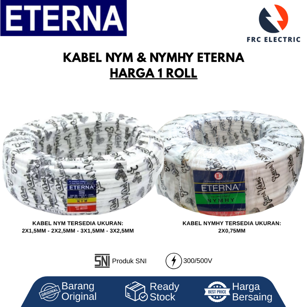 Kabel Eterna - Kabel Listrik - Kabel Eterna NYMHY 2x0,75 NYM 2x1.5 NYM 2x2,5 NYM 3x1,5 NYM 3x2,5 mm 