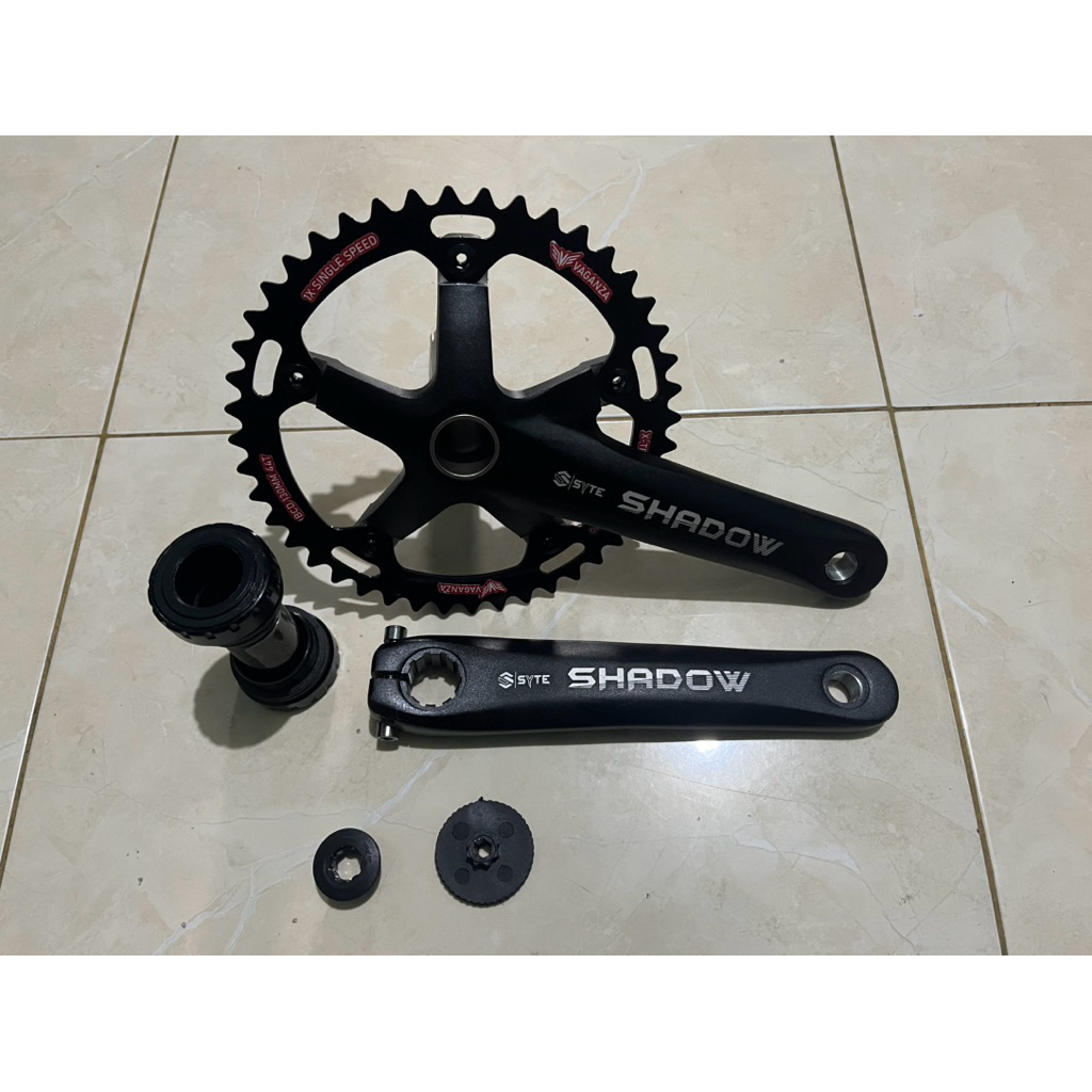 SYTE SHADOW Crankset Sepeda Hollowtech HT2 Single Chainring 44T Alloy Gir Depan Include BB Armset