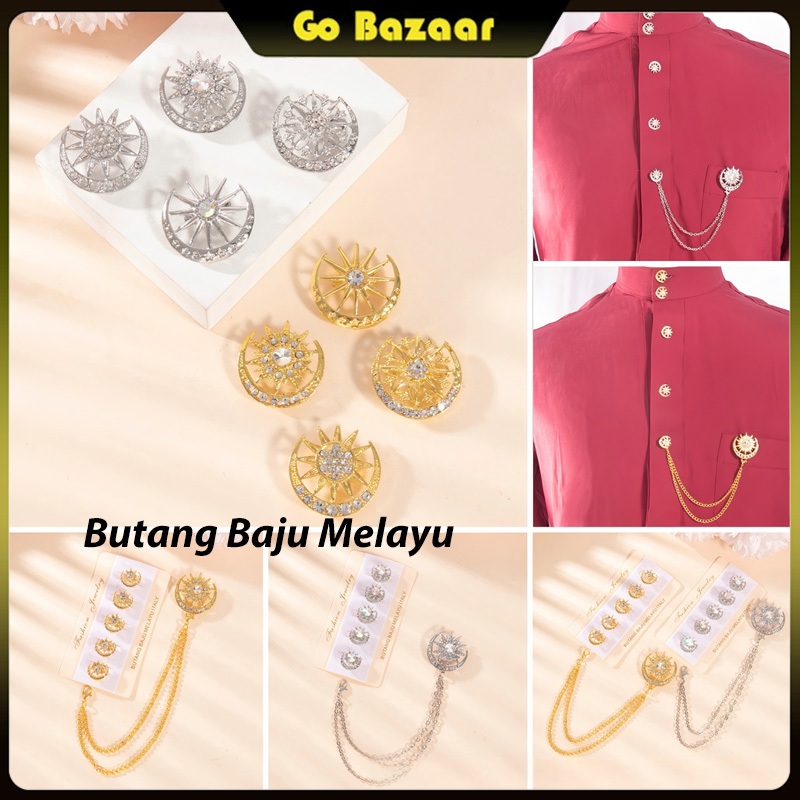 Kancing Melayu Kancing Baju Melayu Bros Kancing Aksesoris Pakaian Pria Melayu Set Anti Karat Kancing