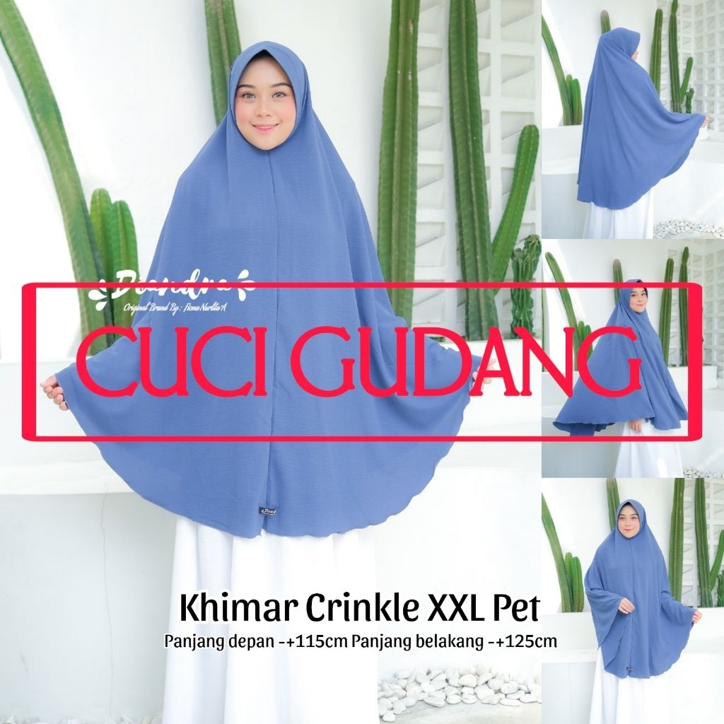 [Diandra Hijab]Jilbab Crinkle Khimar Crinkle Air Flow Syar'i XXL Jumbo Kerudung Crinkle Air Flow Khi