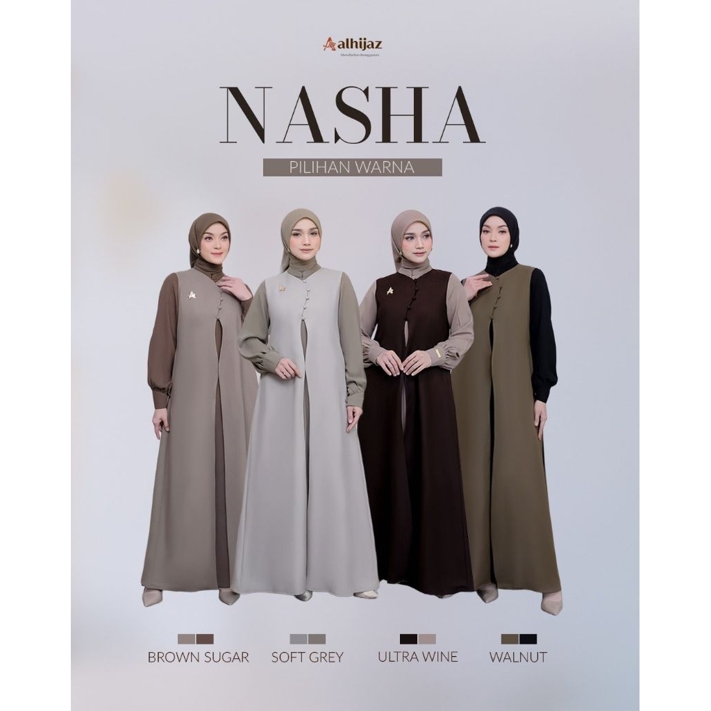 PO‼️[ORDER VIA CHAT-JANGAN CHECK OUT] Gamis Perempuan Dewasa Nasha Dress by Alhijaz
