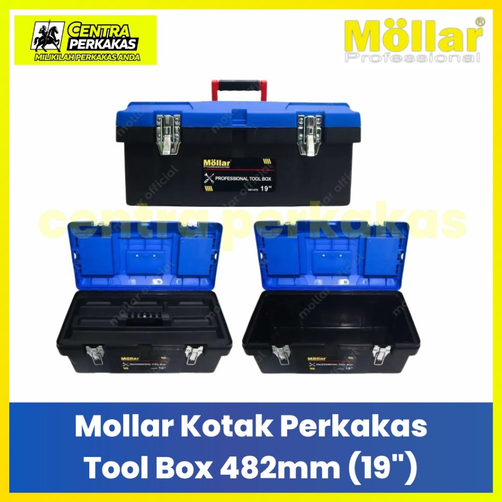 MOLLAR Tool Box Plastik 17" 19" Kotak Perkakas Tempat Alat Tukang Box Penyimpanan