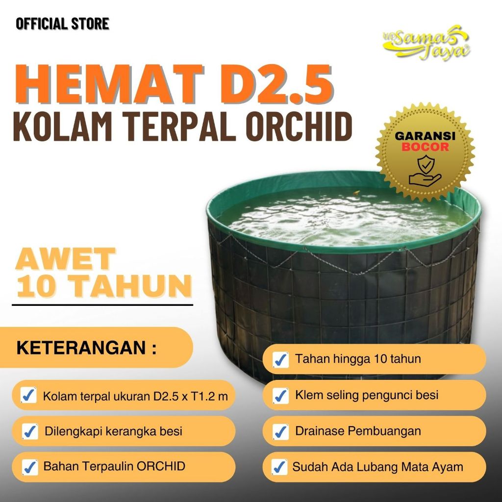 Kolam Terpal Bulat D2,5 Paket Hemat - Kolam Terpal Orchid - Kolam Ikan