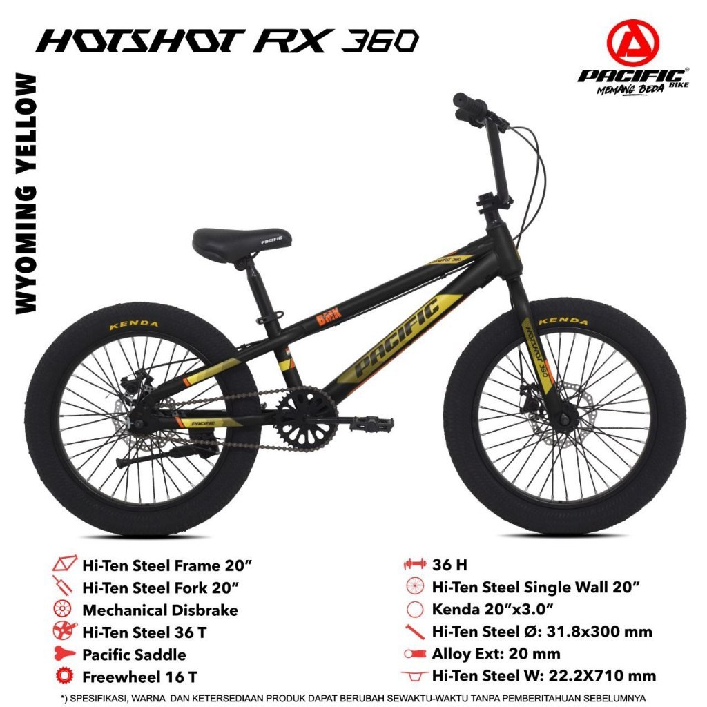 Sepeda Anak cowok laki BMX Pacific Hotshot RX 360 jumbo 20 inch 3.0 rem cakram