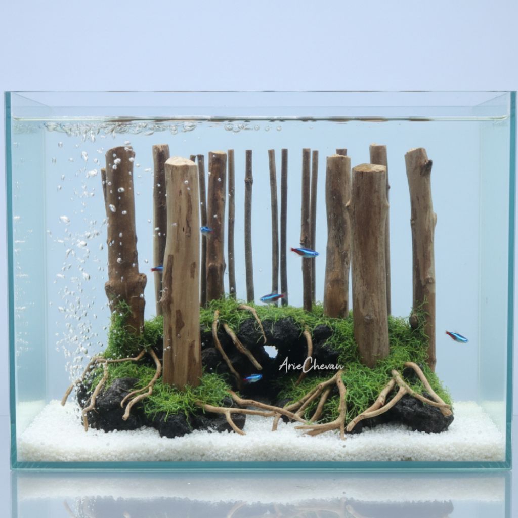 hiasan aquarium hardscape jungle style moss sintetis aquascape siap pasang