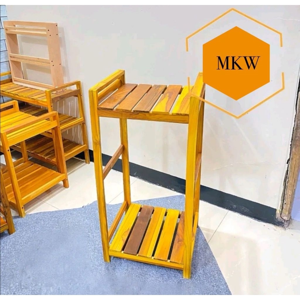 RAK GALON 2 TINGKAT TINGGI 80CM KAYU JATI/MAHONI Ambalan