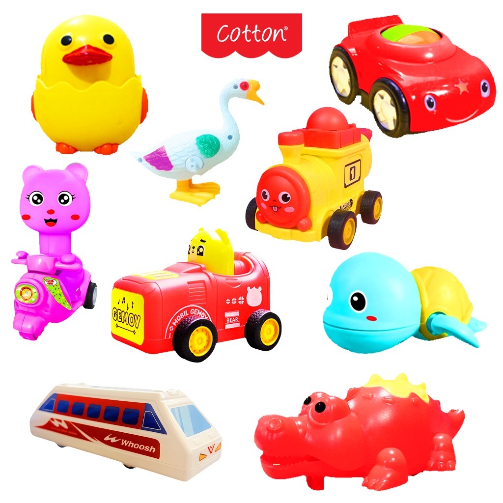 Cotton Mainan Tanpa Baterai Vespa Mini Gemoy Sahabat Air Kereta Pluit Telur Berjalan Angsa Lompat Ro