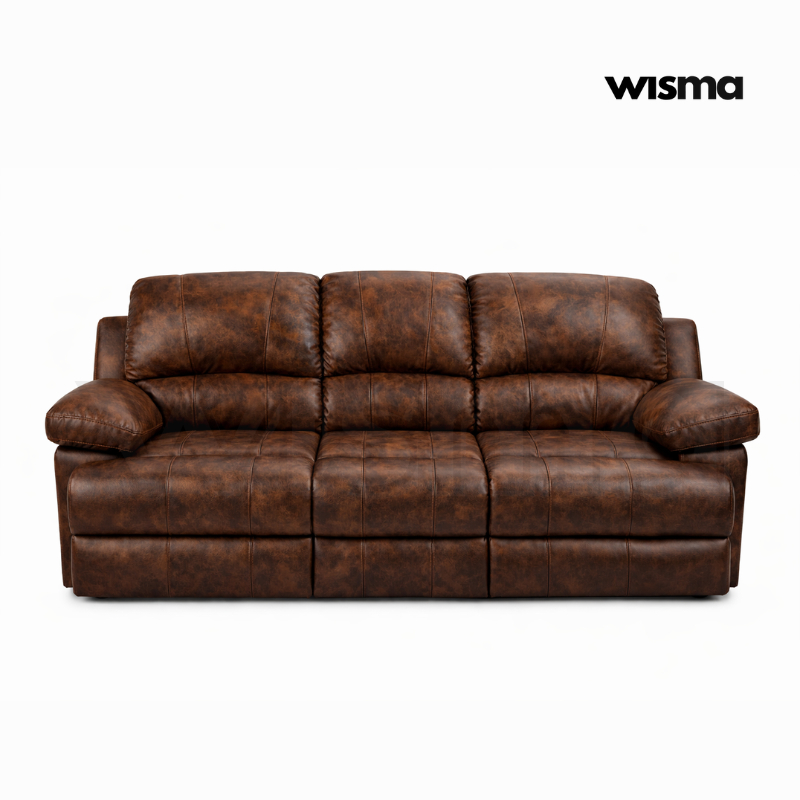 Sofa 3 Seater Italy Roma Castilian Leather Kulit 3 Dudukan - Tiga Dudukan - Tiga Seater