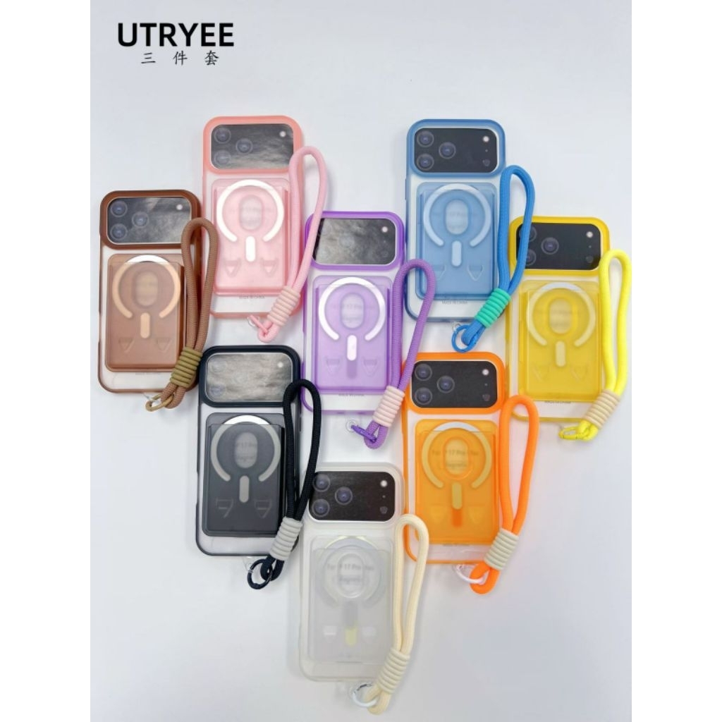 case 3in1 For Iphone17 Kartu Magsafe Tali Premium Case Full Cover Support Magsafe