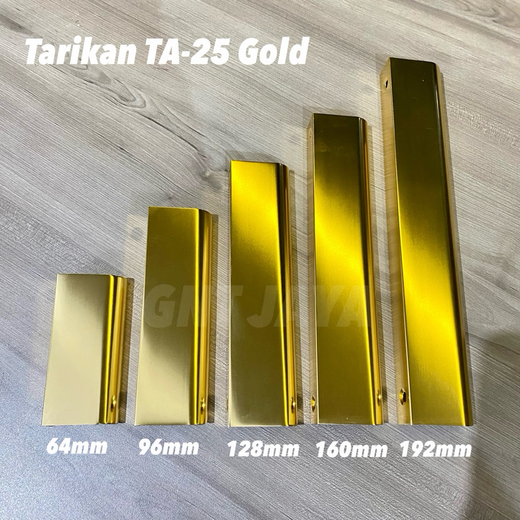 FREE BAUT handle huben TA-25 Gold Mirror merk huben tarikan pintu lemari laci dapur warna emas kilap