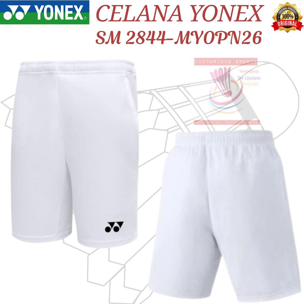 Celana Badminton Yonex Men's Shorts 2844 MYOPN26 - White / Celana Badminton Yonex PUTIH ORIGINAL
