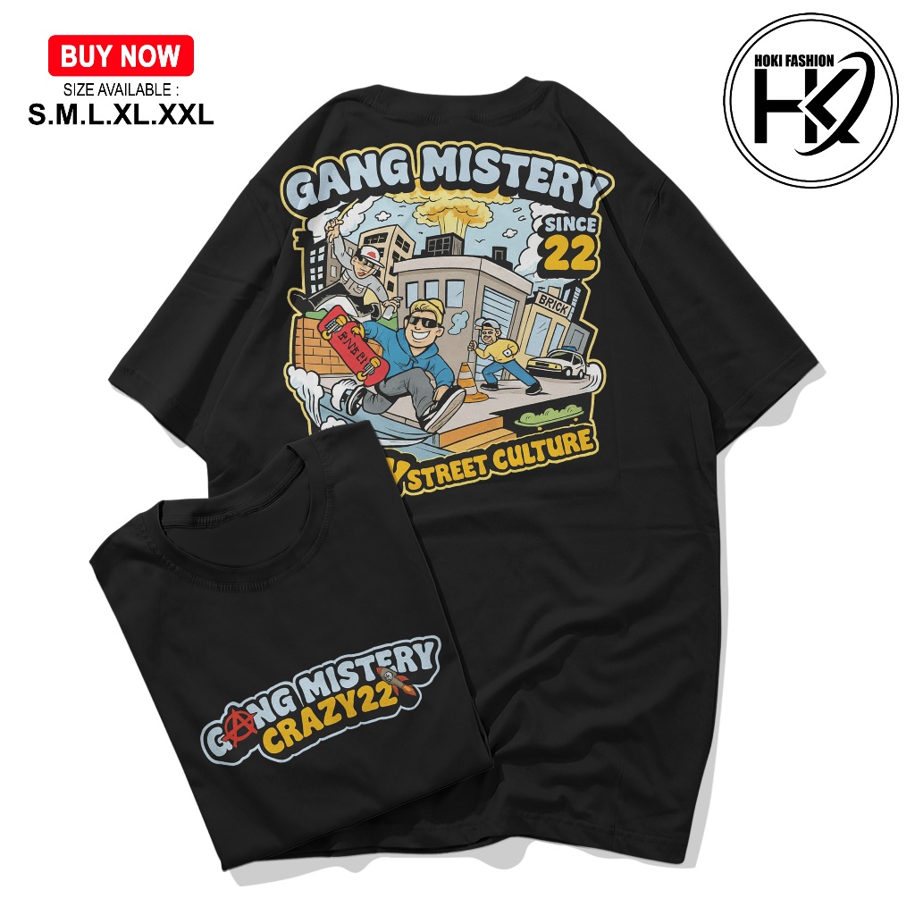 Kaos Distro Gang Mistery Cowok Cewek Baju Kaos Pria Biru Benhur Viral Kaos Baju Distro Pria Terbaru
