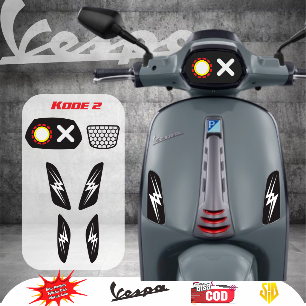 PAKET LENGKAP STIKER LAMPU DAN SEN VESPA DEPAN BELAKANG / STIKER LAMPU SEIN VESPA SPRINT / STIKER PE