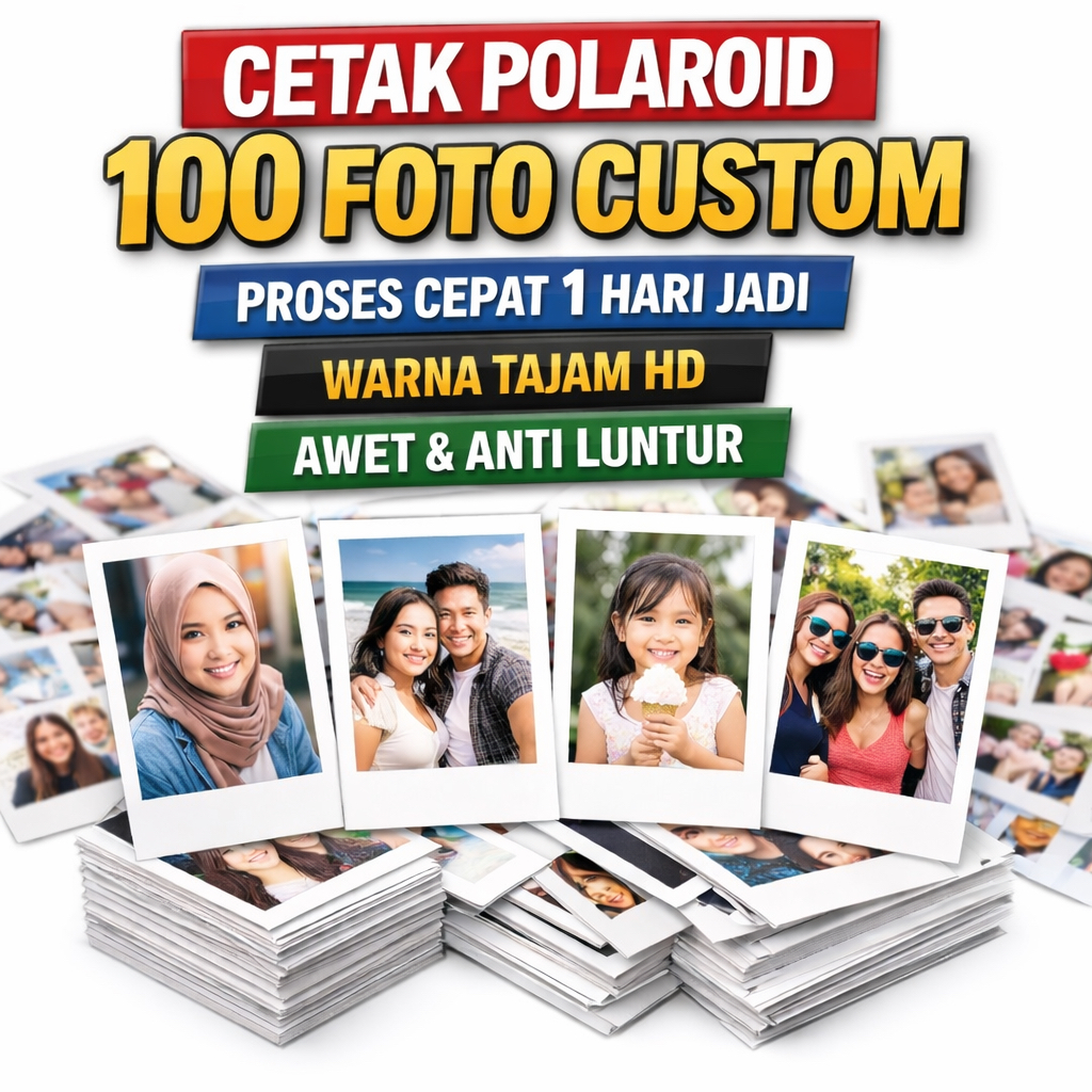 CETAK POLAROID 100 FOTO CUSTOM | PROSES CEPAT 1 HARI JADI | WARNA TAJAM HD | AWET & ANTI LUNTUR