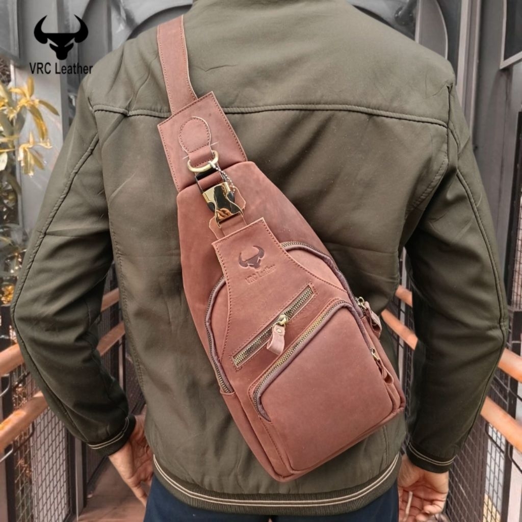 Tas Slingbag Pria Kulit Asli Crazy Horse