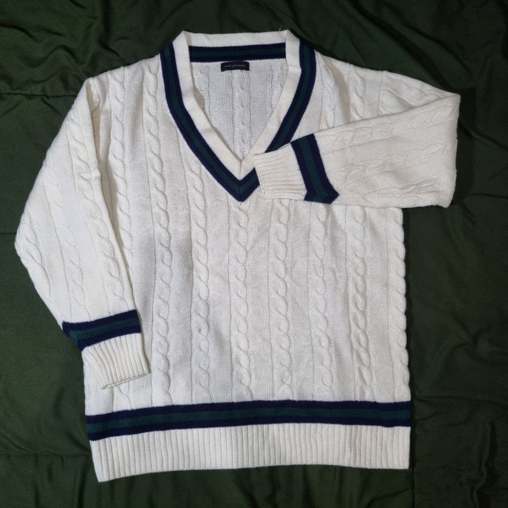 (PRELOVED) Knitted Varsity Pullover by Noir Sur Blanc Sweater Cardigan Rajut Unisex Pria Wanita