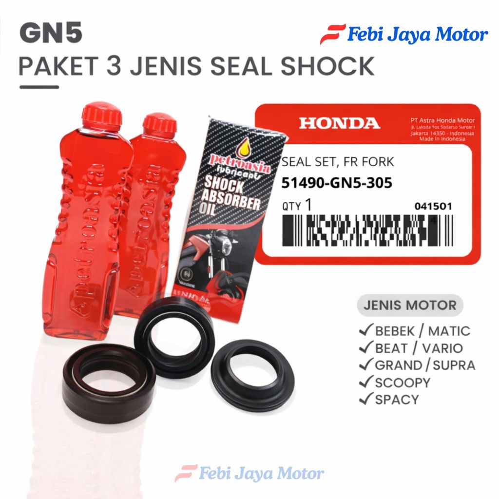 (HEMAT) PAKET SEAL SHOCK DEPAN VARIO GRAND SUPRA + OLI SIL SHOK + SEAL TUTUP DEBU BEAT KARBU KARISMA