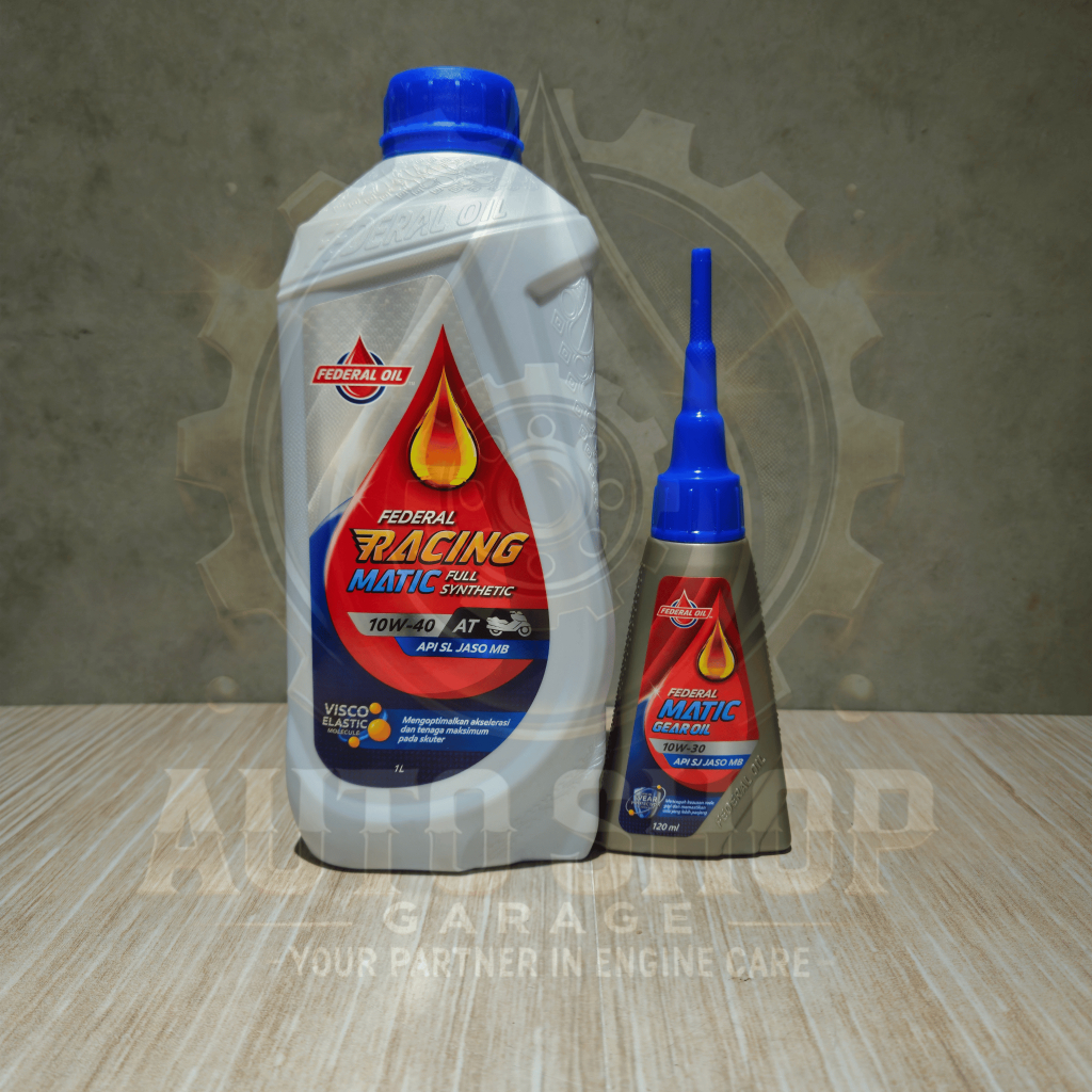 Paket Federal Racing Matic 10w40 1 Liter & Federal Matic Gear Gardan 120ML - Paket Oli Motor Matic O