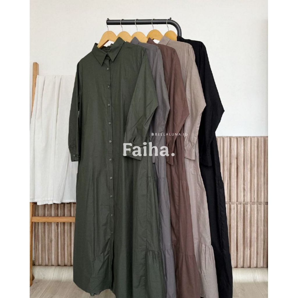 FAIHA ABAYA BELLALUNA | 2IN1 Gamis dan Outter bahan Poly Cotton