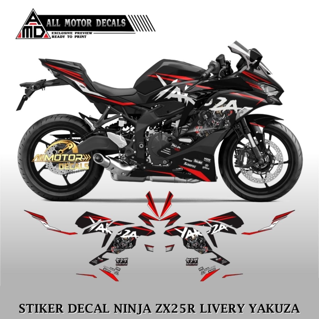 Decal Stiker Zx25R Livery Yakuza / Striping Kawasaki Ninja Zx-25r Abs , std / Sticker Motor Zx25rr ,