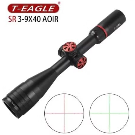 T-EAGLE SR 3-9x40 AOIR | Teleskop Senapan Angin | Scope Zoom | Reticle Merah Hijau