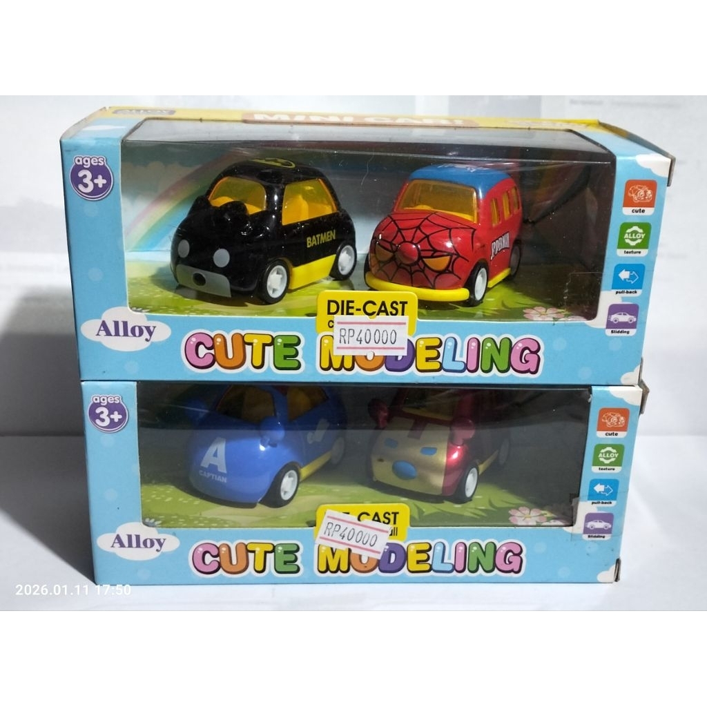 mainan mobil besi diecast mini Avenger kecil imut lucu isi 2 pcs