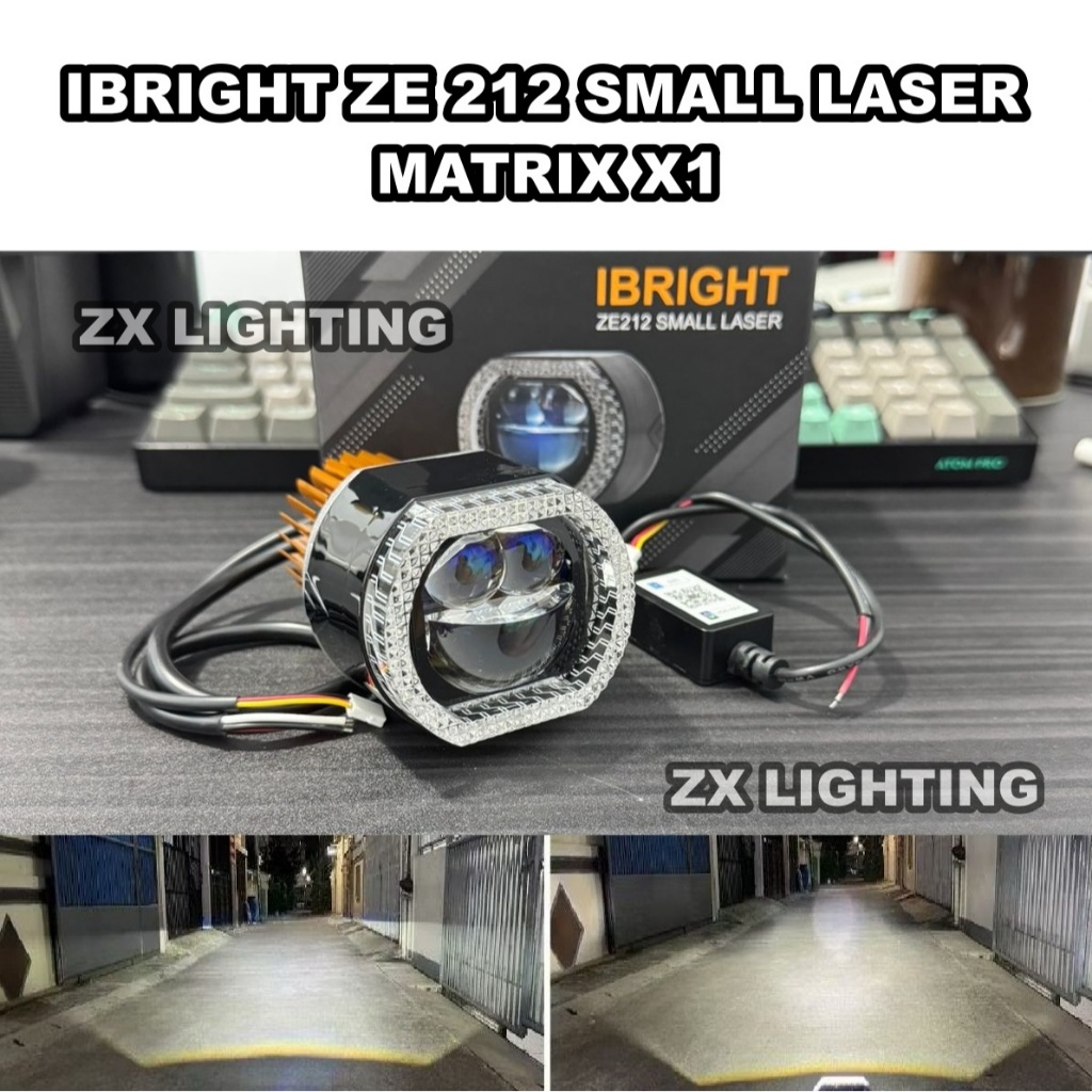 Lampu bIled Matrix X1 2 .5 Inch Shroud Akrilik 210+ Mode Ibright Ze212 Small Laser Projie Blue-Lens 