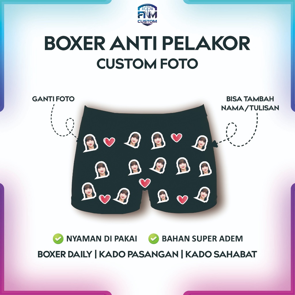 Boxer Custom Foto Pasangan Celana Boxer Anti Pelakor Request Foto Nama Tulisan Sesuai yg Request