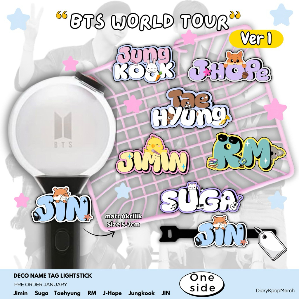 Custom Nametag Lightstick BTS KPOP/Nametag teulight Deco/Lightstick dekorasi