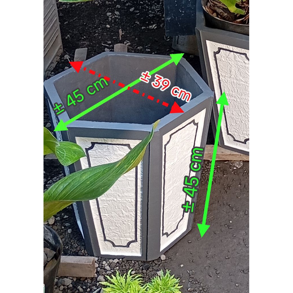 Pot Semen cantik motif batu alam, pot berkualitas hexagonal