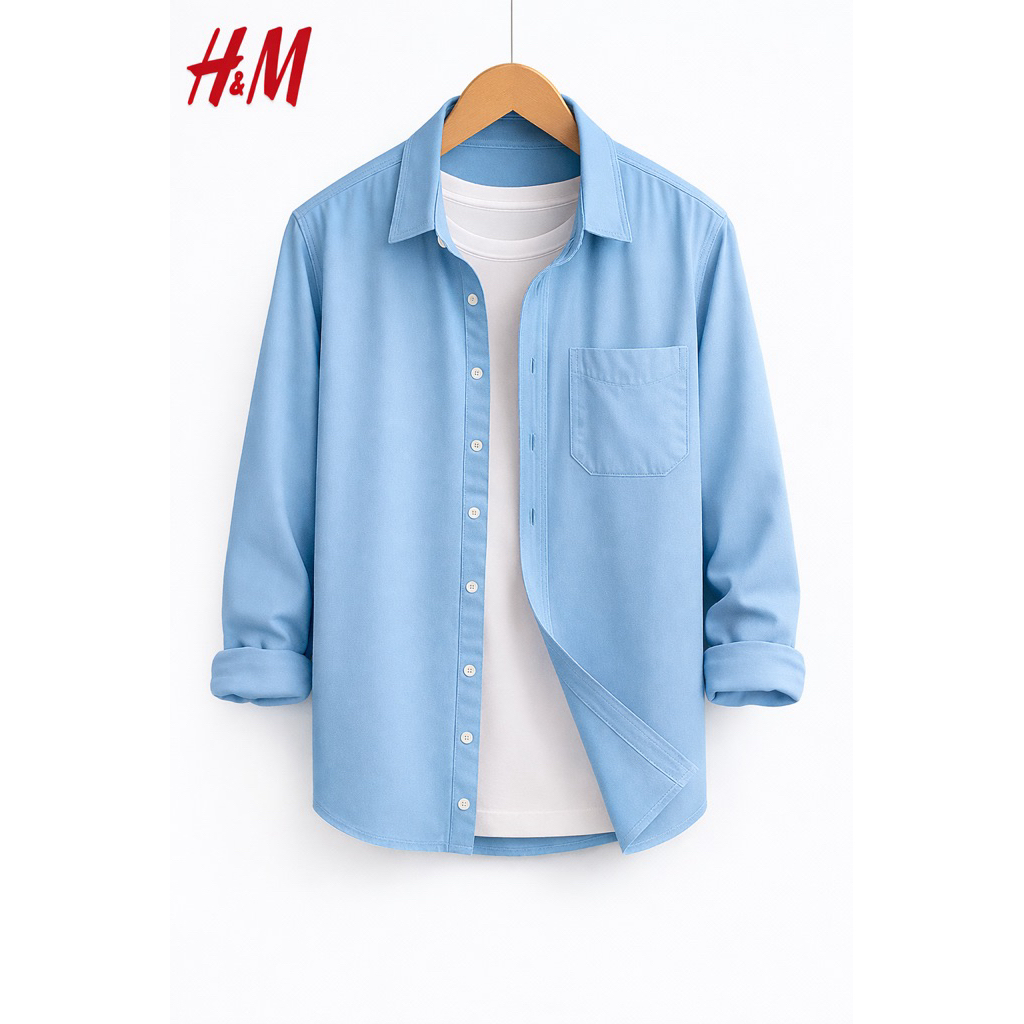 Kemeja HM pria lengan panjang/kemeja pria putih polos