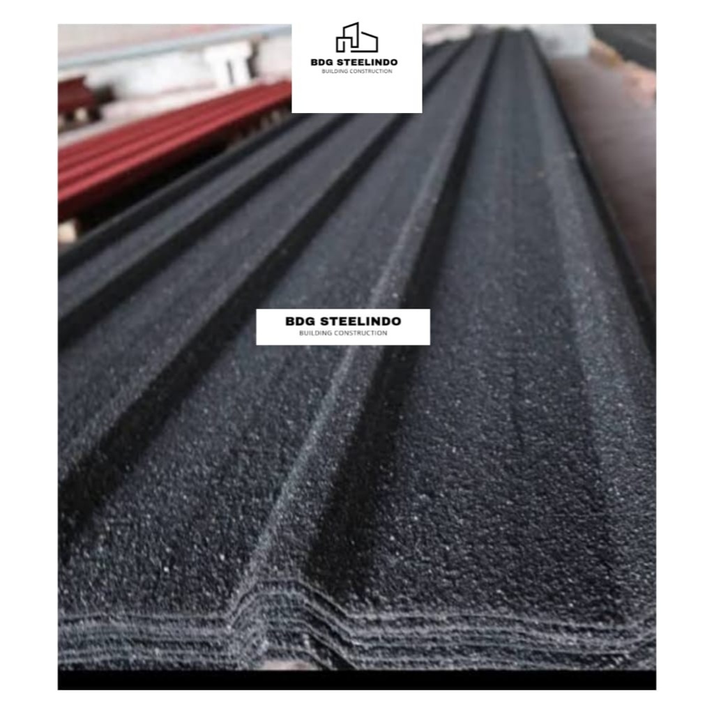 Atap Spandek Metal Pasir 04 / Spandeck Hitam 0,4 mm x 6 Meter Kanopi