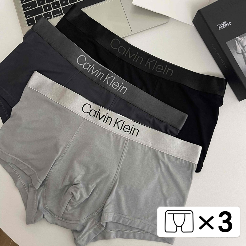 100% ORI 3PCS Celana dalam pria Calvin Klein celana dalam berbahan katun-Model baru