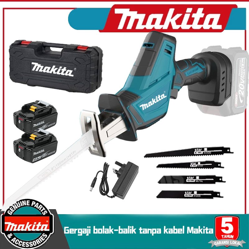 NEW PORODUK MAKITA GERGAJI BOLAK-BALIK TANPA KABEL GERGAJI PENGGANTI PORTABEL, GRATIS 2 BATERAI 4