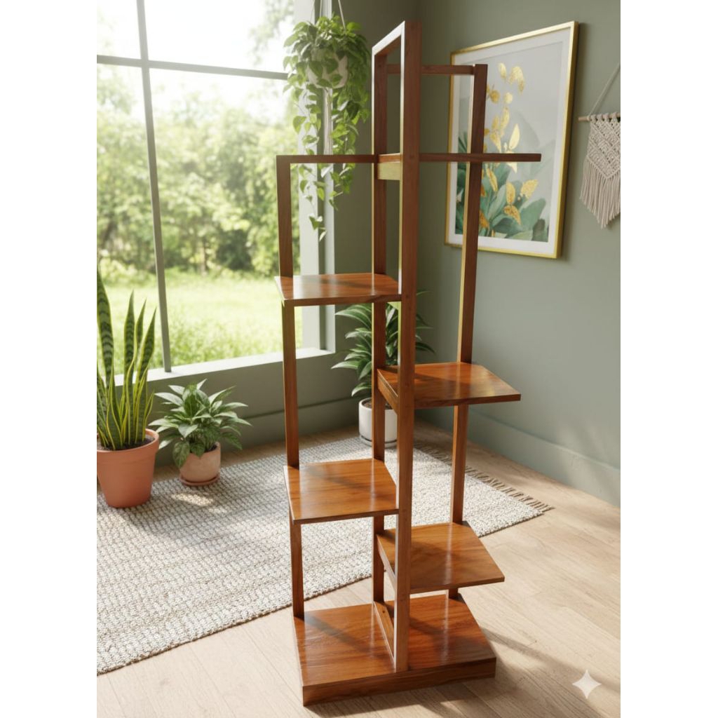 rak bunga bahan dari kayu jati solid