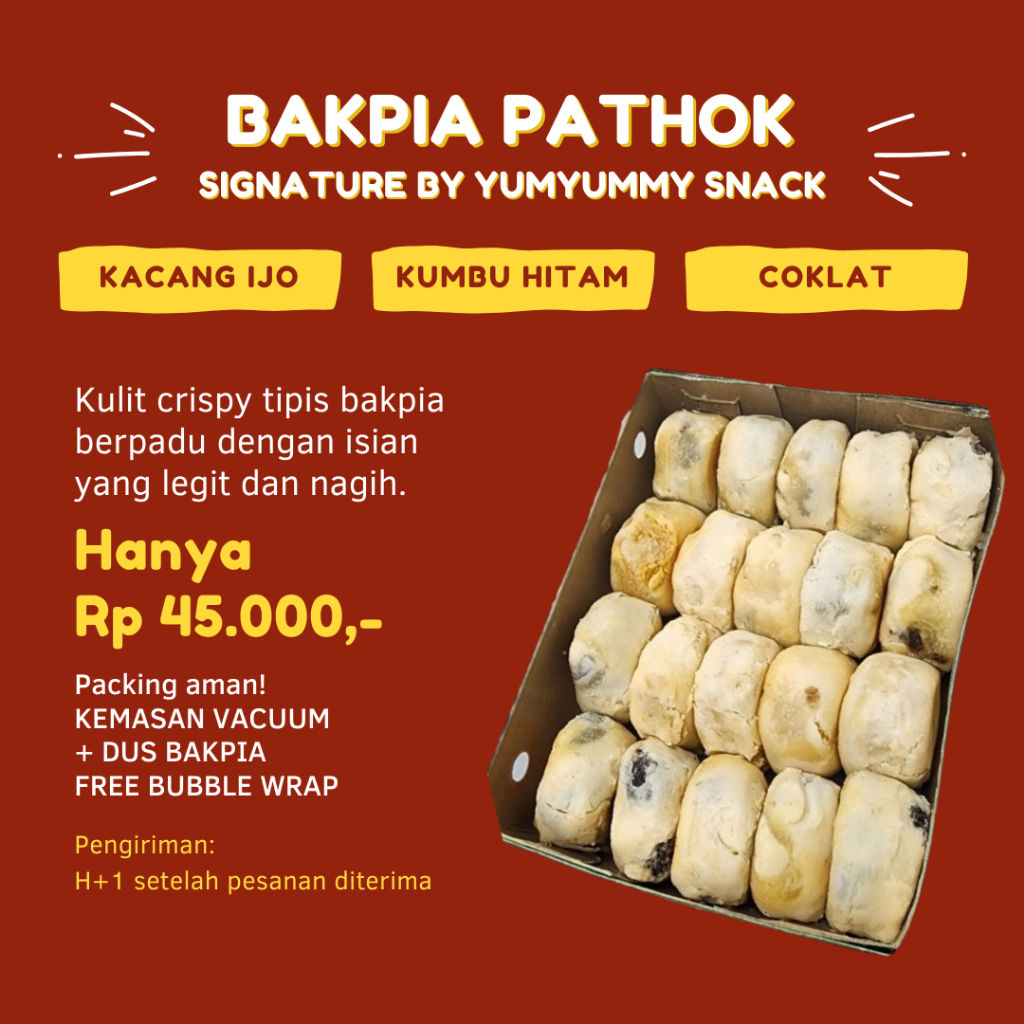 Bakpia Pathok Khas Jogja Rasa Kacang Hijau, Kumbu Hitam, dan Coklat