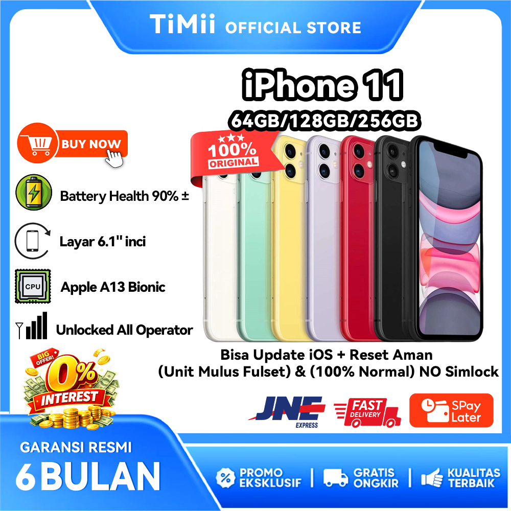 IPHONE 11 256GB/128GB/64GB IP11 INTER GOOD CONDITIONS FULLSET MULUS SECOND BEKAS BH90%++