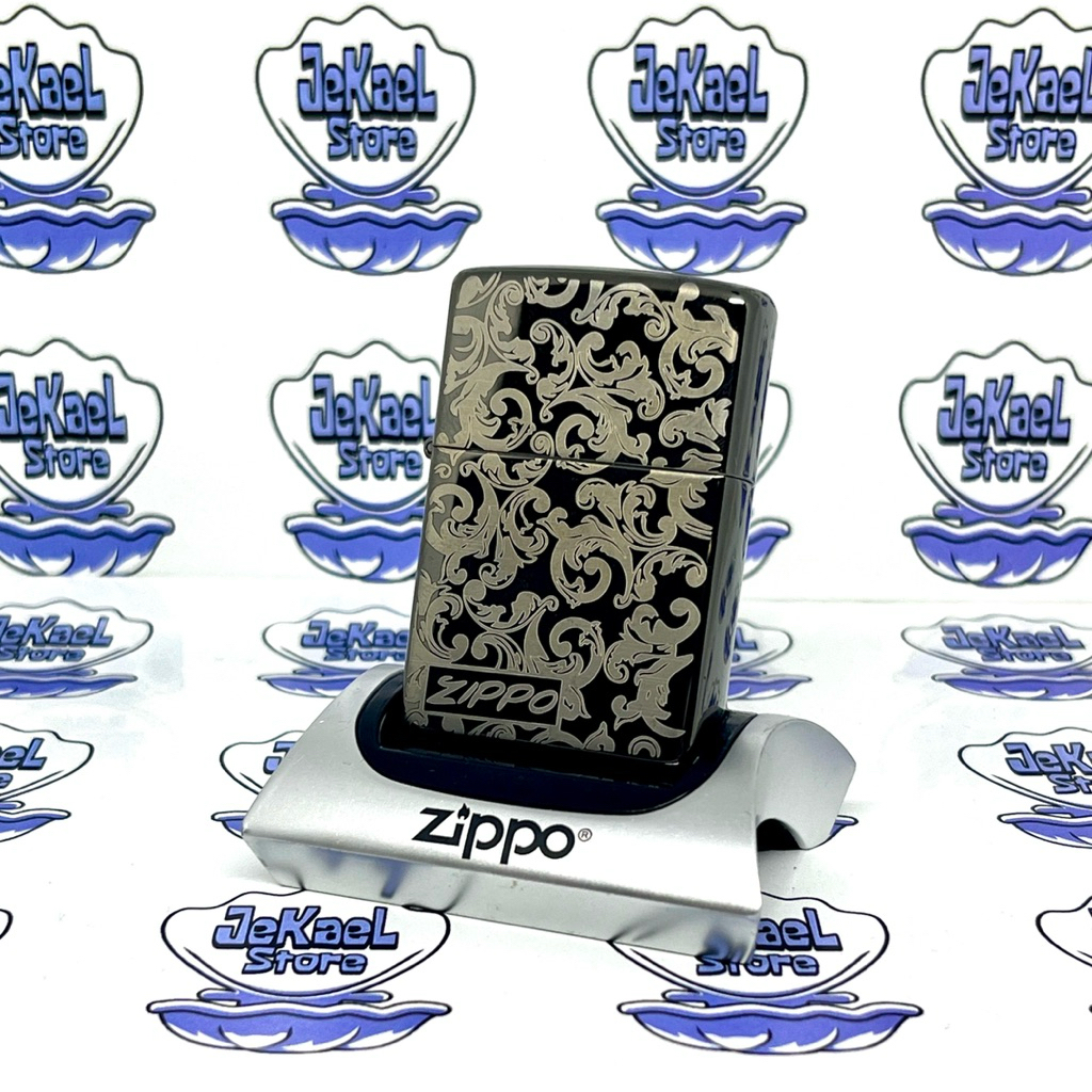 Zippo Classic Batik 2 Side Black List Logo Original Ping Sound