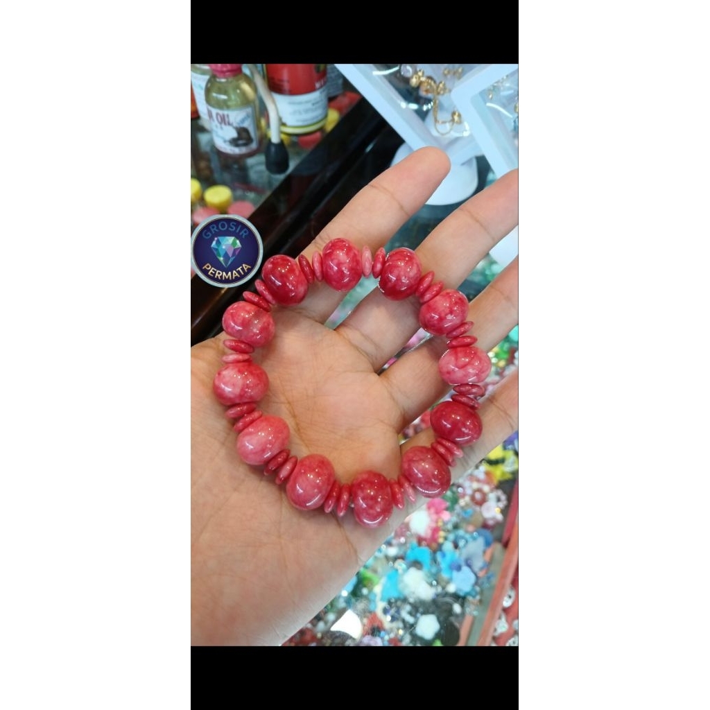 Gelang batu giok merah