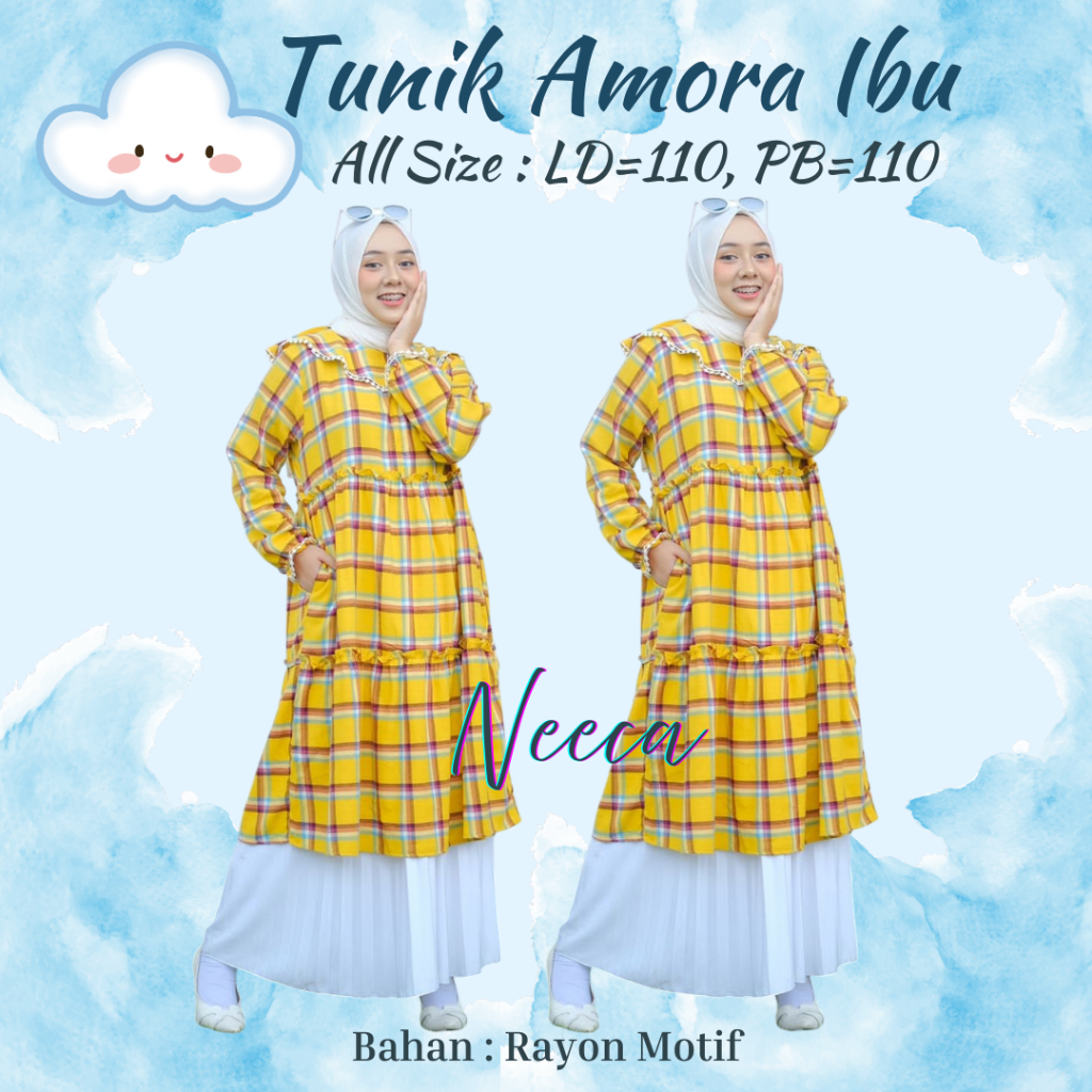 Tunik Amora Tunik Flanel Dewasa Tunik Flanel Ibu Neeca Tunik Midi Dress All Size