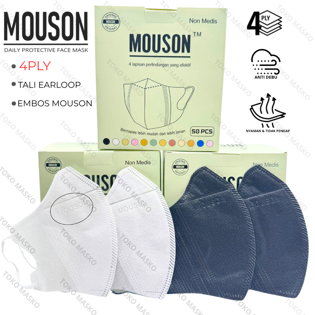 Masker Duckbill Mouson 4Ply Earloop 50Pcs